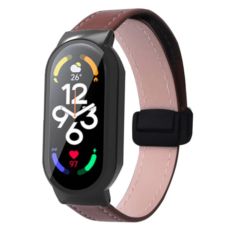 Xiaomi Smart Band 8 / Smart Band 8 NFC Leather Watch Band Magnetic Buckle Strap with Watch Case / Screen Protector