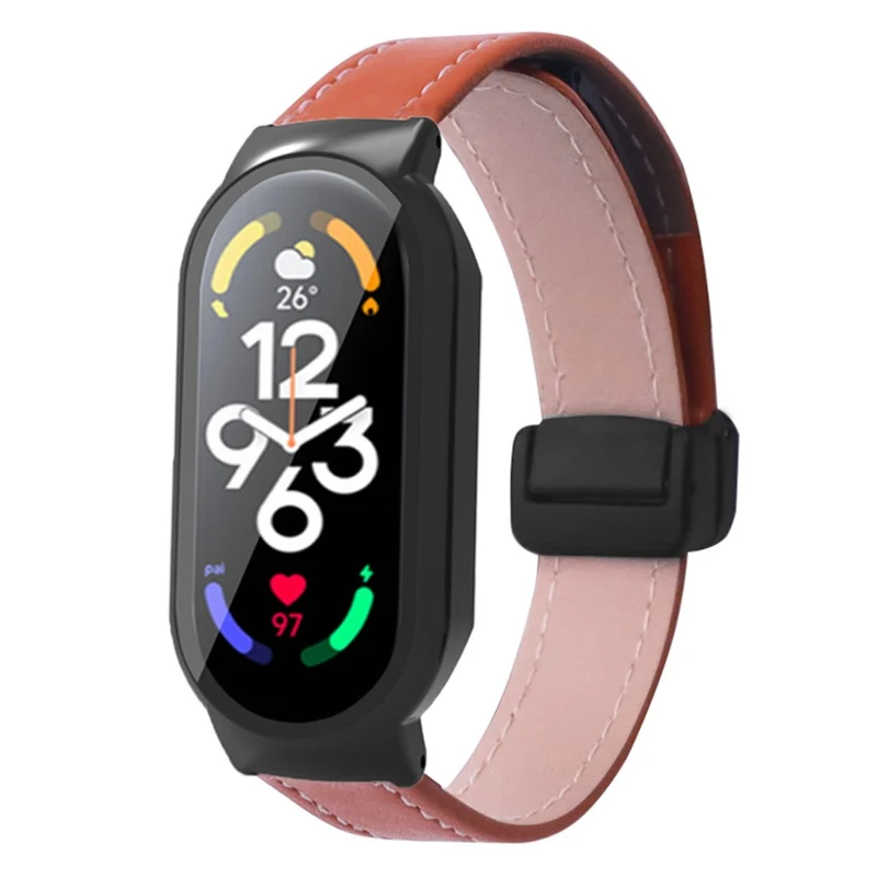 Xiaomi Smart Band 8 / Smart Band 8 NFC Leather Watch Band Magnetic Buckle Strap with Watch Case / Screen Protector