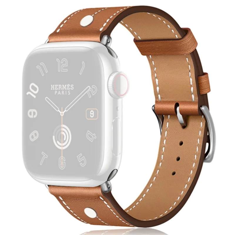 Apple Watch Series 41mm / 40mm / 38mm Rivet Decor Watch Band Genuine Cow Leather Strap