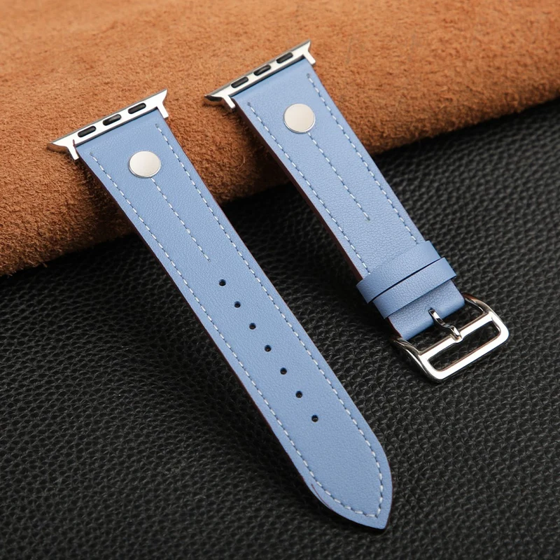 Apple Watch Series 41mm / 40mm / 38mm Rivet Decor Watch Band Genuine Cow Leather Strap