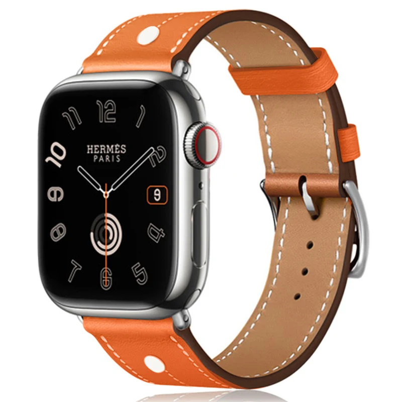 Apple Watch Series 41mm / 40mm / 38mm Rivet Decor Watch Band Genuine Cow Leather Strap