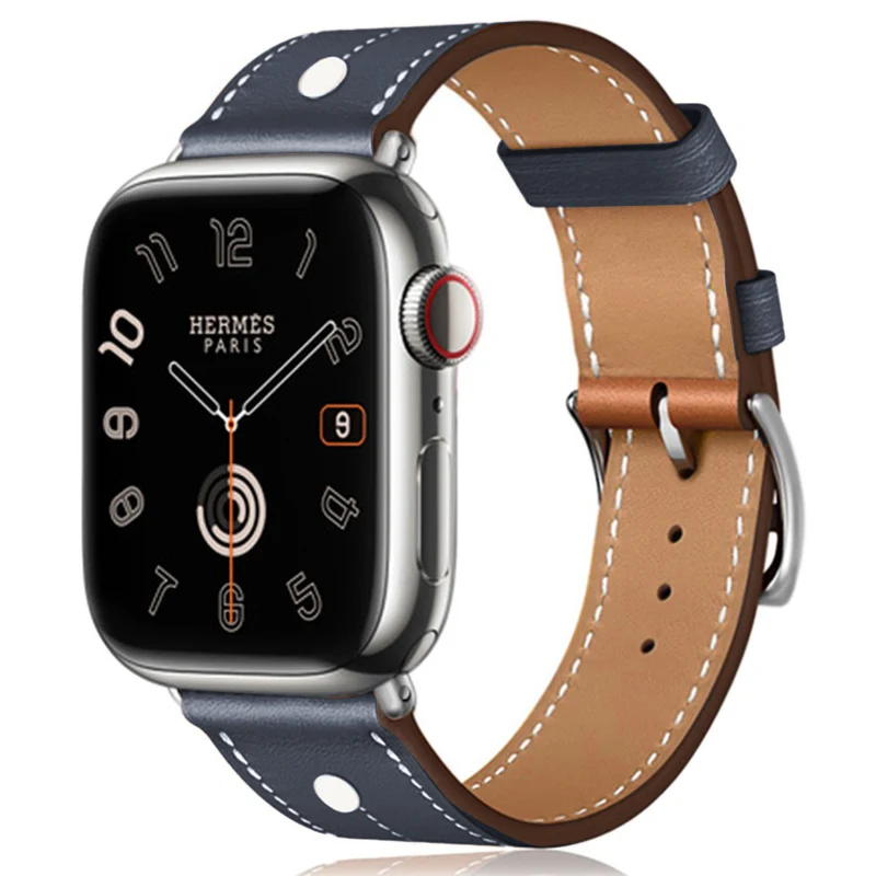 Apple Watch Series 41mm / 40mm / 38mm Rivet Decor Watch Band Genuine Cow Leather Strap