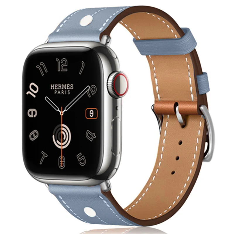 Apple Watch Series 41mm / 40mm / 38mm Rivet Decor Watch Band Genuine Cow Leather Strap
