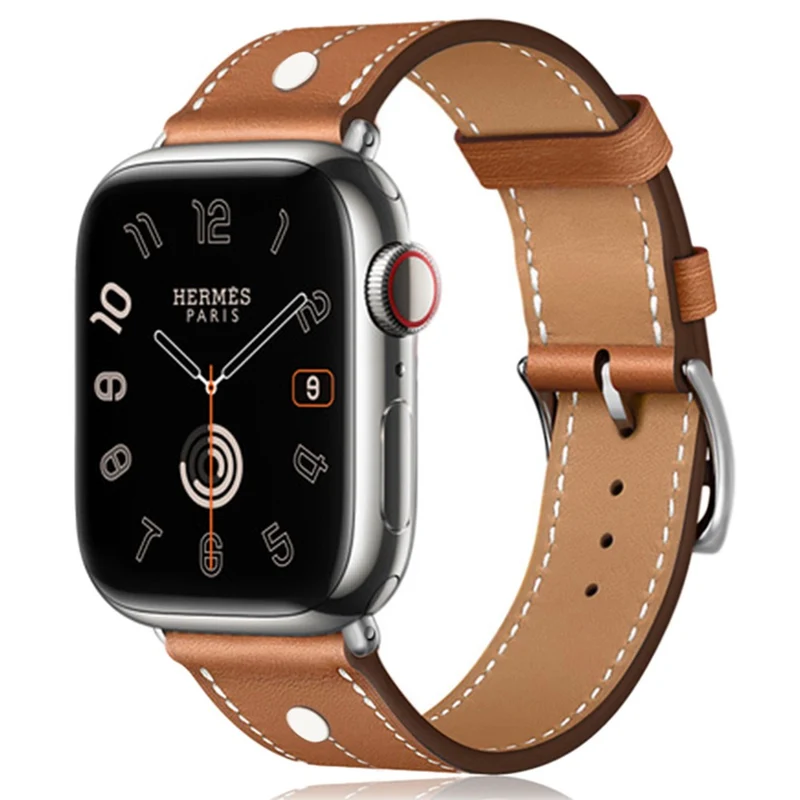 Apple Watch Series 41mm / 40mm / 38mm Rivet Decor Watch Band Genuine Cow Leather Strap