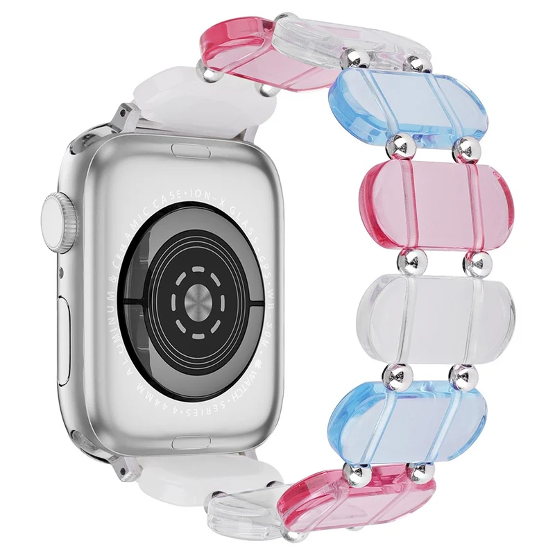Apple Watch Series 41mm / 40mm / 38mm Watch Band Elastic Resin Strap - Transparent Pink