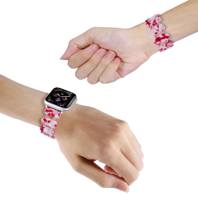 Apple Watch Series 41mm / 40mm / 38mm Watch Band Elastic Resin Strap - Transparent Pink