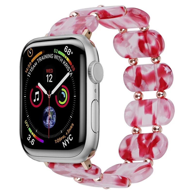 Apple Watch Series 41mm / 40mm / 38mm Watch Band Elastic Resin Strap - Transparent Pink