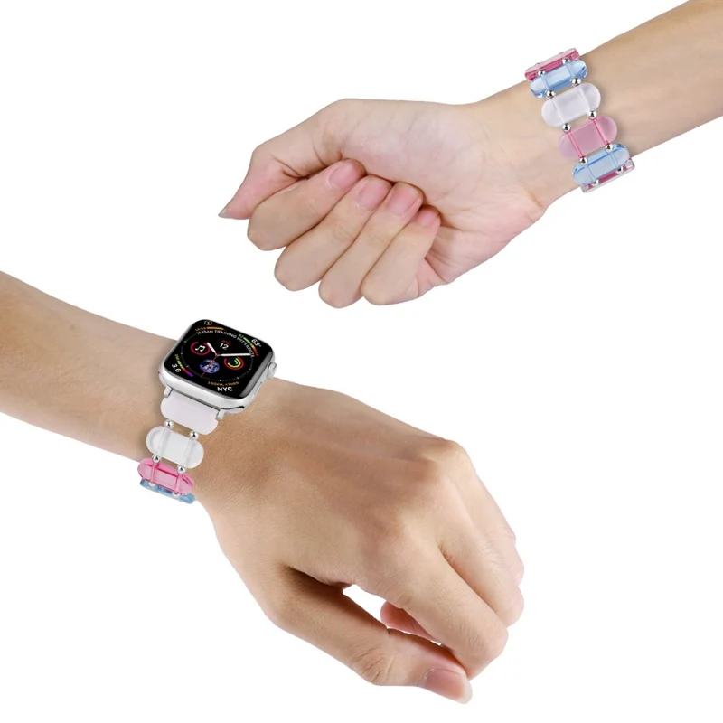 Apple Watch 49mm / 45mm / 44mm / 42mm Elastic Resin Watch Band - Transparent Pink