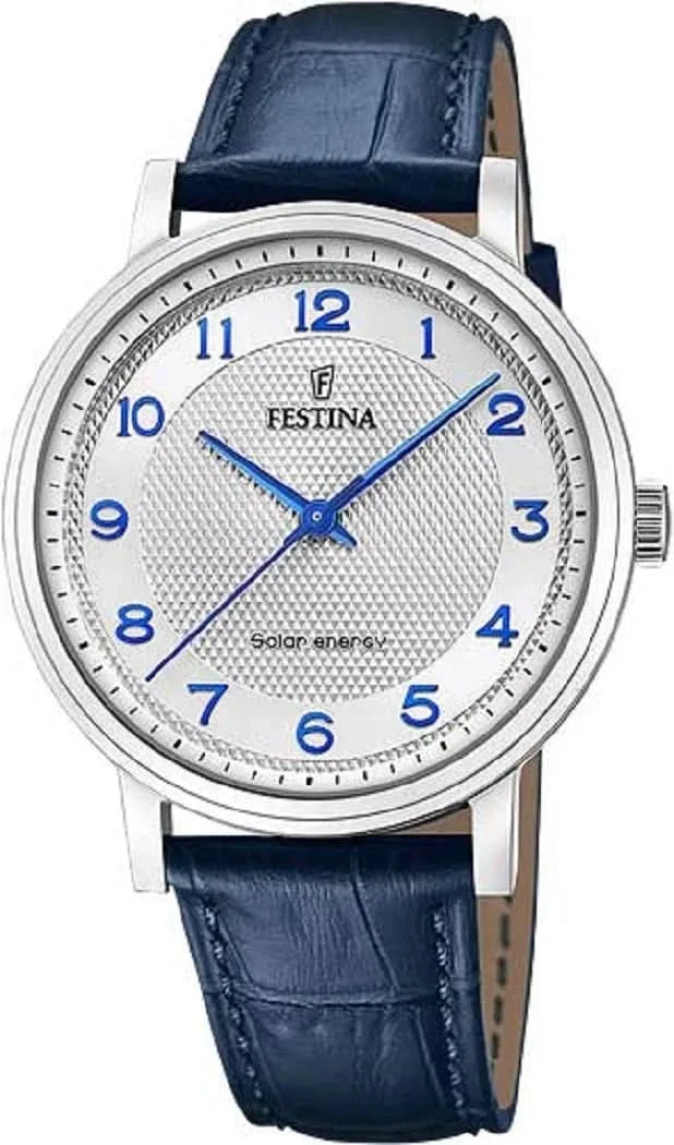 Festina Solar Energy F20660/1 Herrenuhr • Solarantrieb • Blaues Lederband