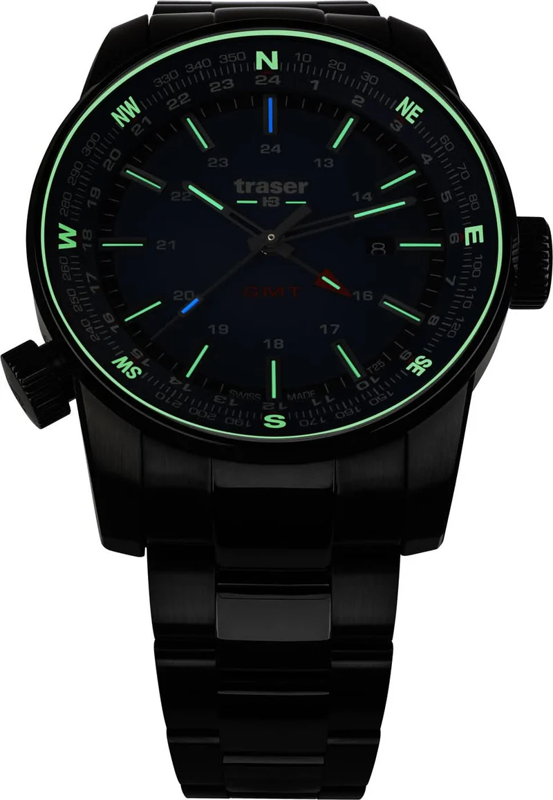 Traser P68 Pathfinder GMT Green 109525 Herrenuhr • Trigalight H3-Technologie • Swiss Made