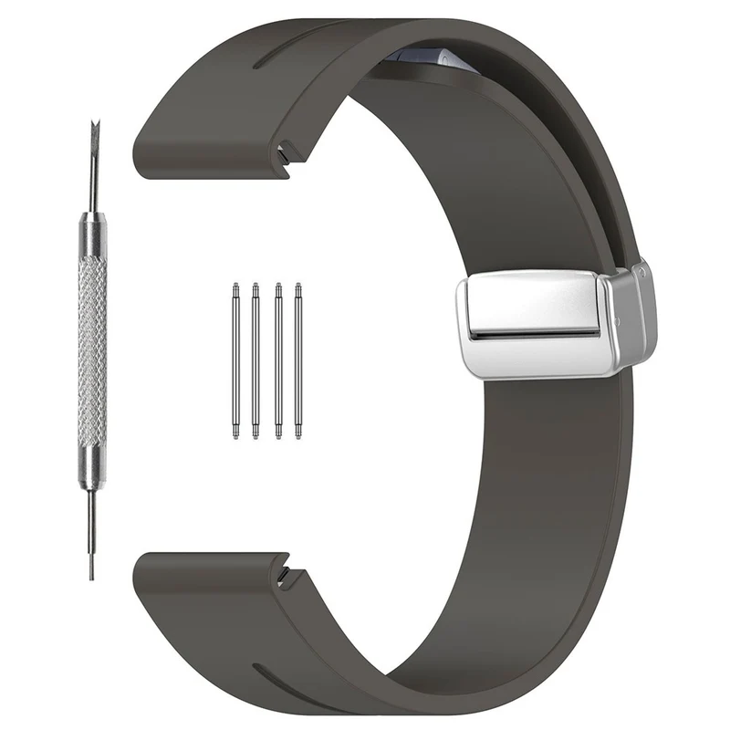 Huawei Watch GT 4 46mm / Samsung Galaxy Watch3 45mm / Garmin Venu 3 22mm Silicone Watch Strap Magnetic Silver Buckle Band