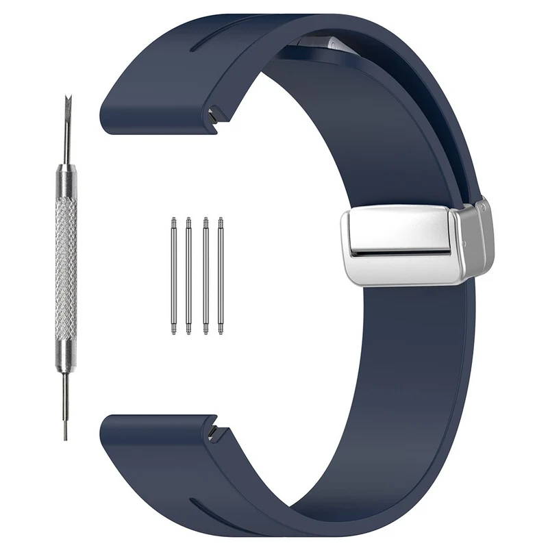 Huawei Watch GT 4 46mm / Samsung Galaxy Watch3 45mm / Garmin Venu 3 22mm Silicone Watch Strap Magnetic Silver Buckle Band