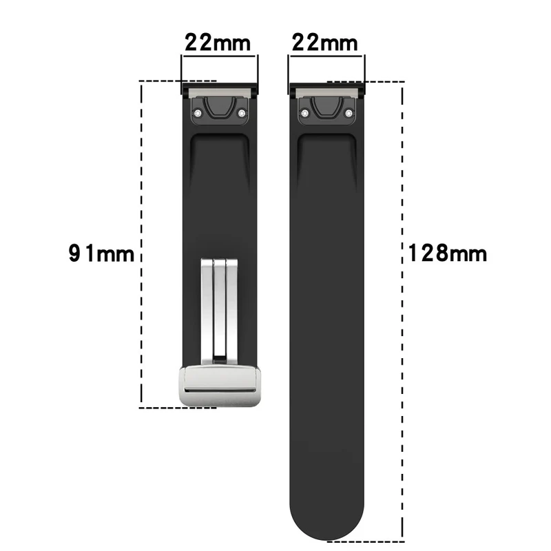 Huawei Watch GT 4 46mm / Samsung Galaxy Watch3 45mm / Garmin Venu 3 22mm Silicone Watch Strap Magnetic Silver Buckle Band
