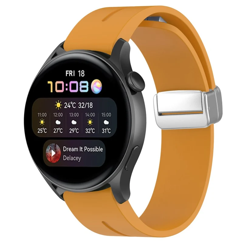 Huawei Watch GT 4 46mm / Samsung Galaxy Watch3 45mm / Garmin Venu 3 22mm Silicone Watch Strap Magnetic Silver Buckle Band