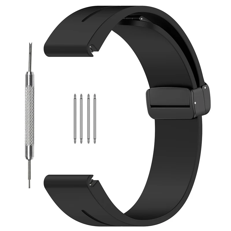 Huawei Watch GT 4 46mm / Samsung Galaxy Watch3 45mm / Garmin Venu 3 Black Buckle Watchband 22mm Magnetic Silicone Strap