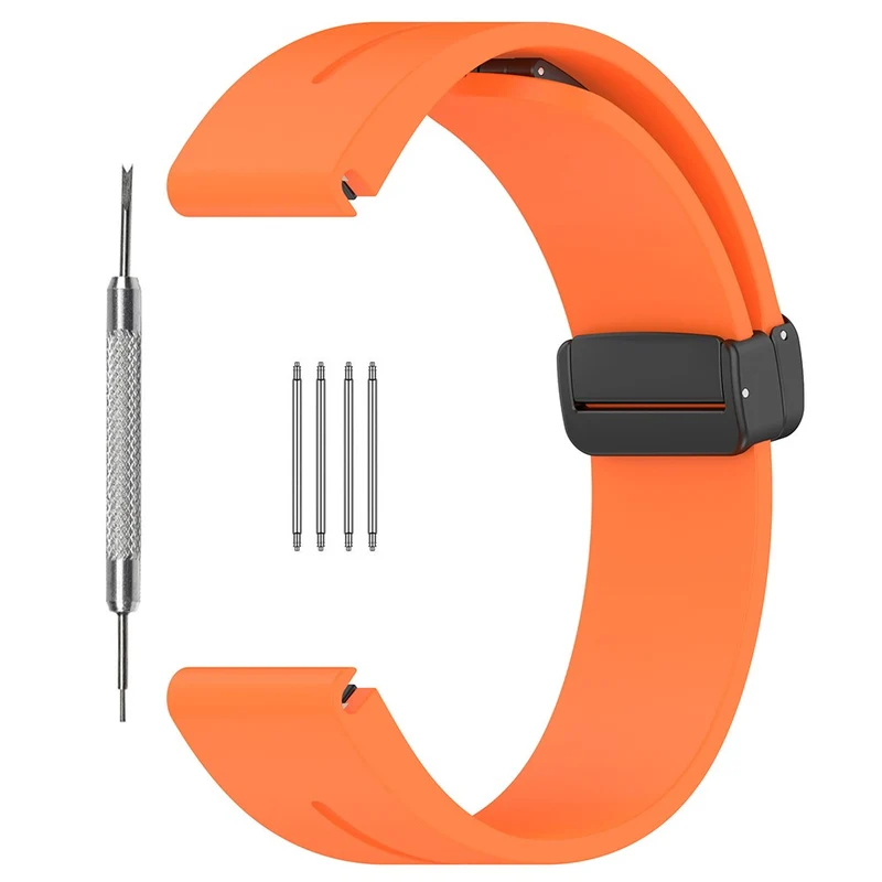 Huawei Watch GT 4 46mm / Samsung Galaxy Watch3 45mm / Garmin Venu 3 Black Buckle Watchband 22mm Magnetic Silicone Strap