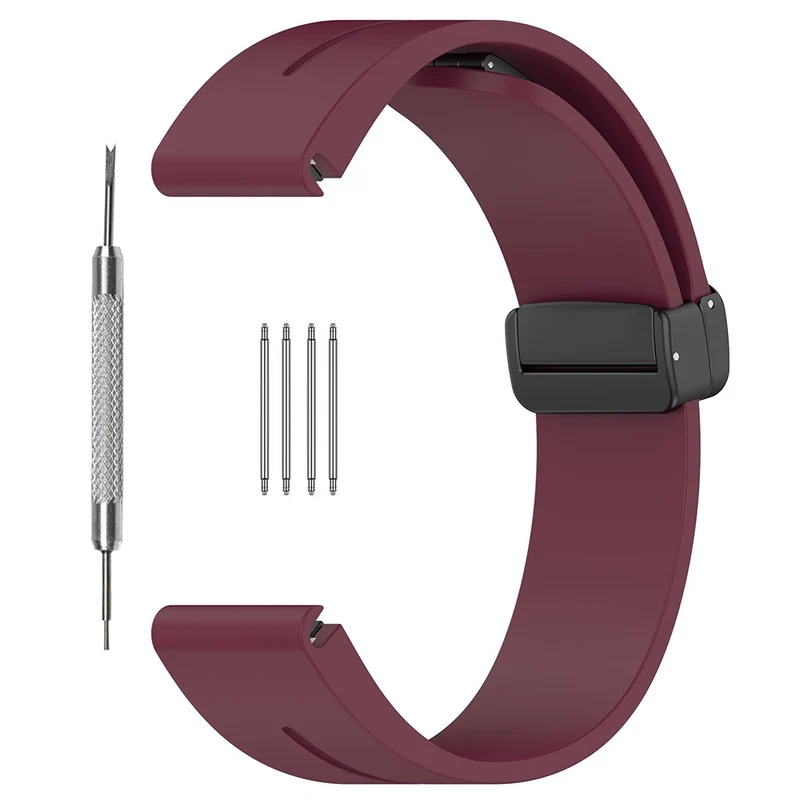 Huawei Watch GT 4 46mm / Samsung Galaxy Watch3 45mm / Garmin Venu 3 Black Buckle Watchband 22mm Magnetic Silicone Strap