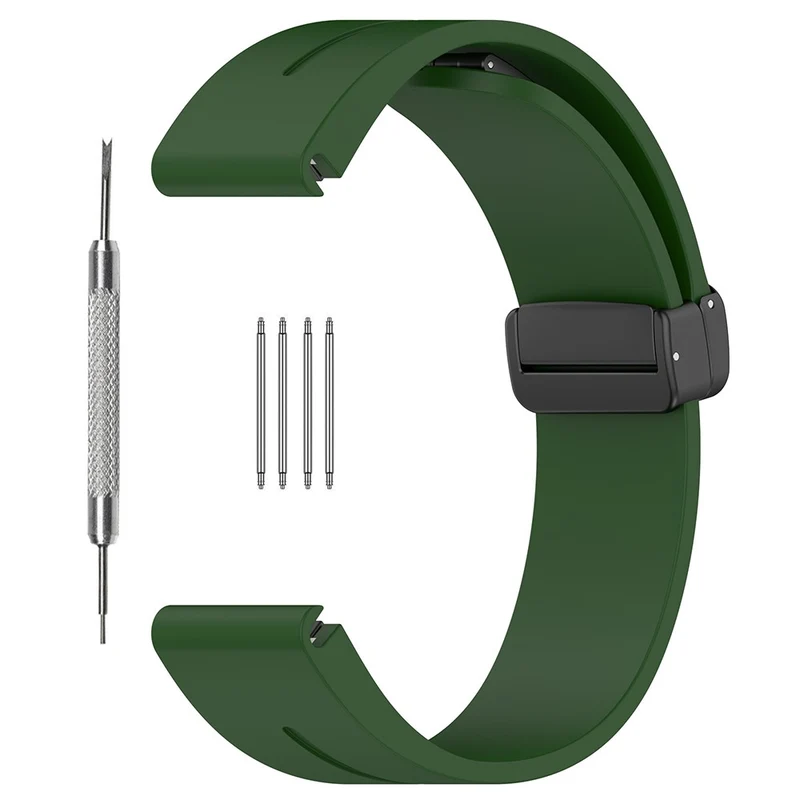 Huawei Watch GT 4 46mm / Samsung Galaxy Watch3 45mm / Garmin Venu 3 Black Buckle Watchband 22mm Magnetic Silicone Strap