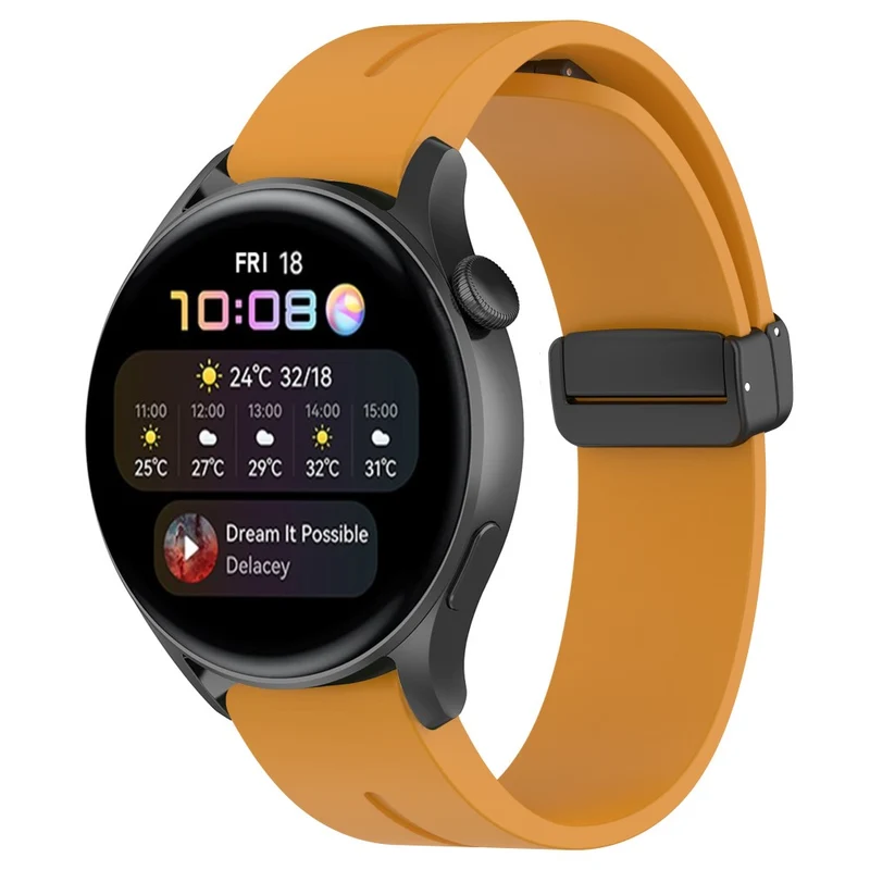 Huawei Watch GT 4 46mm / Samsung Galaxy Watch3 45mm / Garmin Venu 3 Black Buckle Watchband 22mm Magnetic Silicone Strap