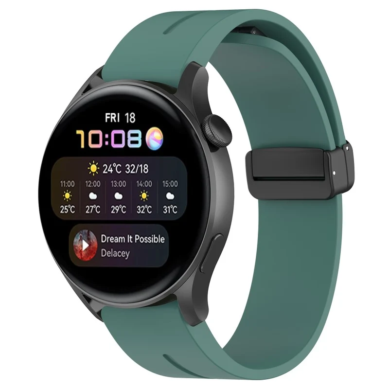 Huawei Watch GT 4 46mm / Samsung Galaxy Watch3 45mm / Garmin Venu 3 Black Buckle Watchband 22mm Magnetic Silicone Strap