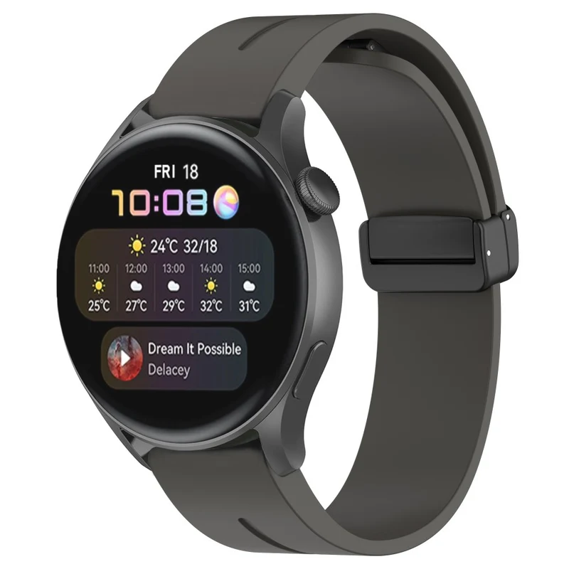 Huawei Watch GT 4 46mm / Samsung Galaxy Watch3 45mm / Garmin Venu 3 Black Buckle Watchband 22mm Magnetic Silicone Strap