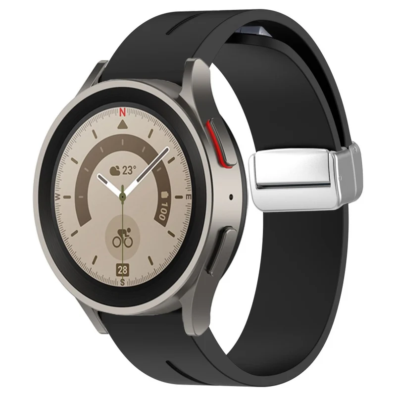 Samsung Galaxy Watch 6 / 6 Classic / 5 / 4 / Huawei Watch GT 3 42mm Silicone Strap Magnetic Silver Buckle 20mm Watchband