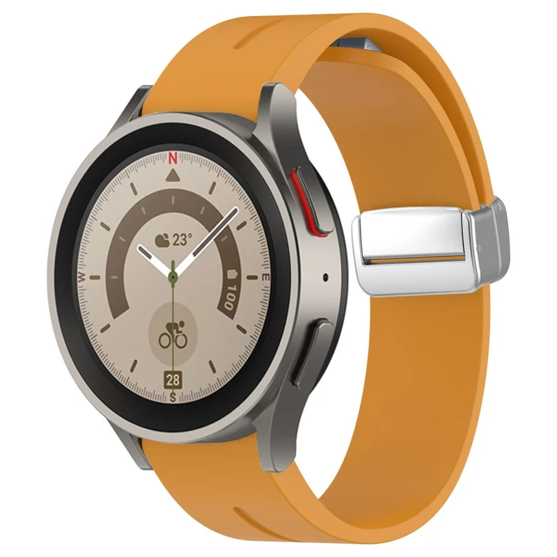 Samsung Galaxy Watch 6 / 6 Classic / 5 / 4 / Huawei Watch GT 3 42mm Silicone Strap Magnetic Silver Buckle 20mm Watchband