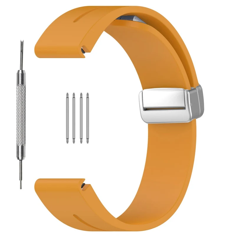 Samsung Galaxy Watch 6 / 6 Classic / 5 / 4 / Huawei Watch GT 3 42mm Silicone Strap Magnetic Silver Buckle 20mm Watchband