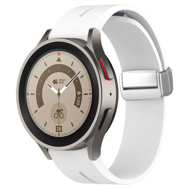 Samsung Galaxy Watch 6 / 6 Classic / 5 / 4 / Huawei Watch GT 3 42mm Silicone Strap Magnetic Silver Buckle 20mm Watchband