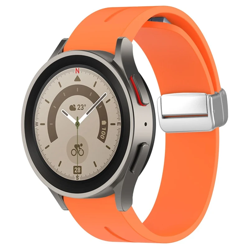 Samsung Galaxy Watch 6 / 6 Classic / 5 / 4 / Huawei Watch GT 3 42mm Silicone Strap Magnetic Silver Buckle 20mm Watchband