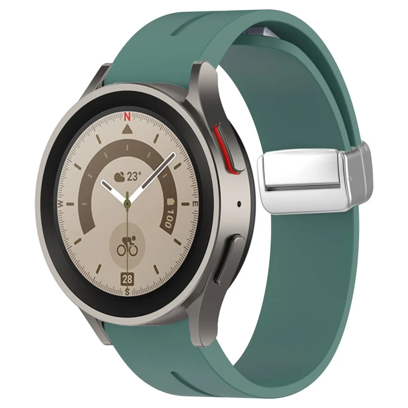 Samsung Galaxy Watch 6 / 6 Classic / 5 / 4 / Huawei Watch GT 3 42mm Silicone Strap Magnetic Silver Buckle 20mm Watchband
