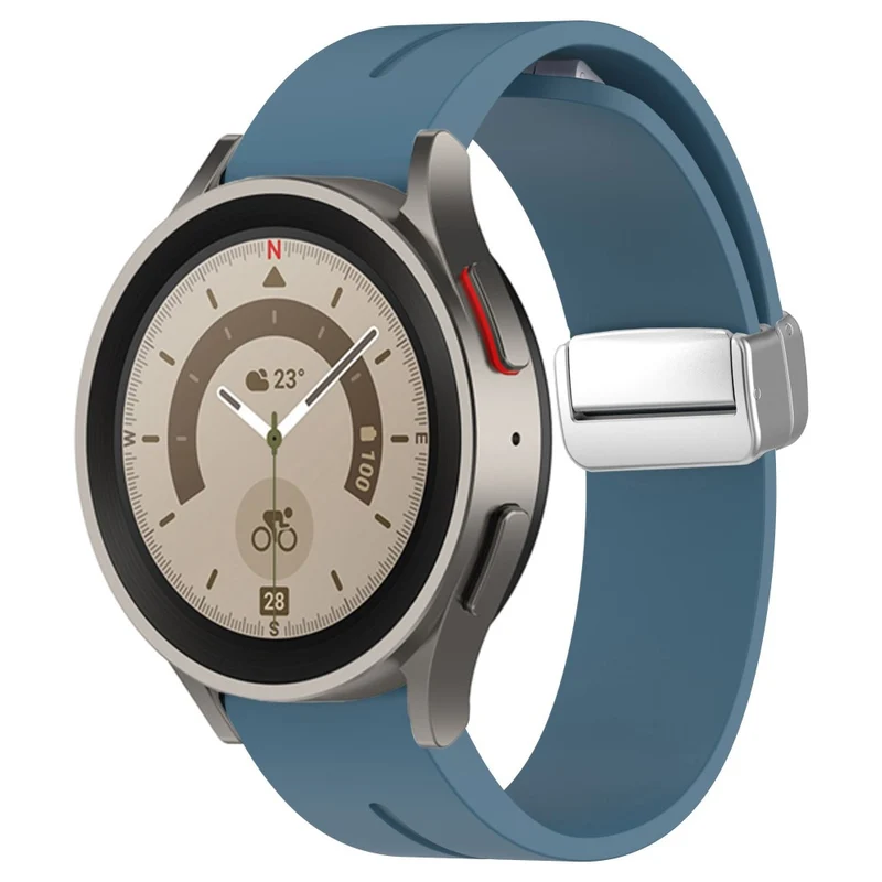 Samsung Galaxy Watch 6 / 6 Classic / 5 / 4 / Huawei Watch GT 3 42mm Silicone Strap Magnetic Silver Buckle 20mm Watchband