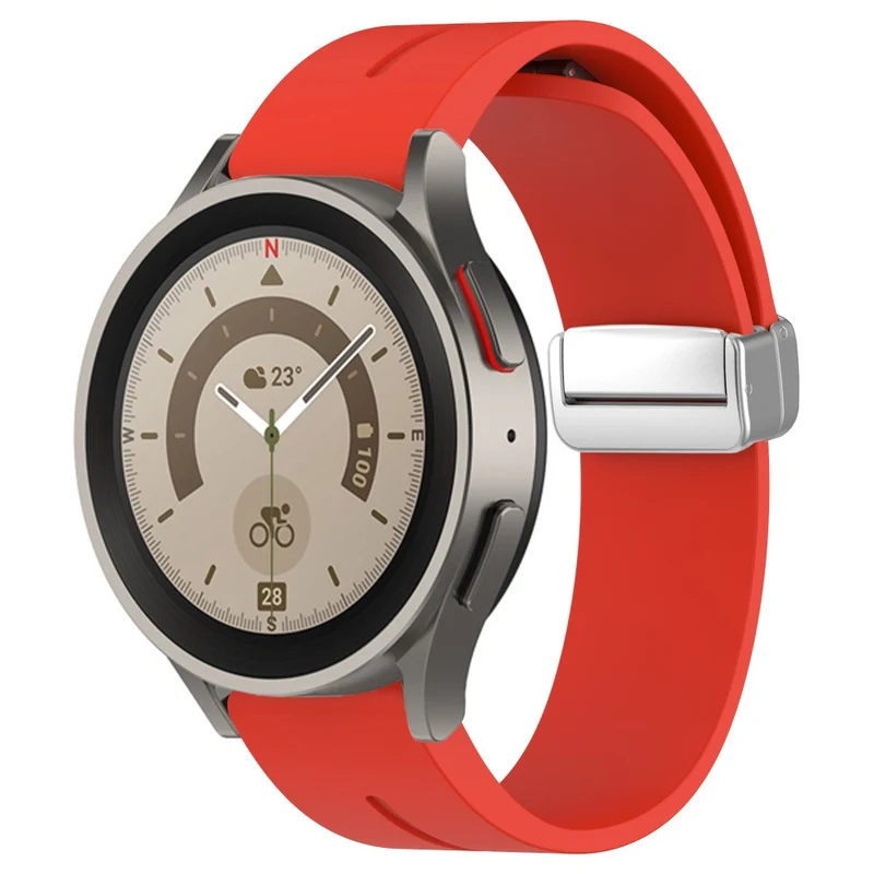 Samsung Galaxy Watch 6 / 6 Classic / 5 / 4 / Huawei Watch GT 3 42mm Silicone Strap Magnetic Silver Buckle 20mm Watchband