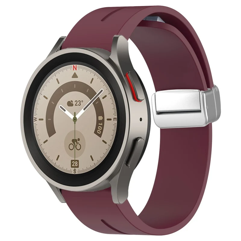 Samsung Galaxy Watch 6 / 6 Classic / 5 / 4 / Huawei Watch GT 3 42mm Silicone Strap Magnetic Silver Buckle 20mm Watchband