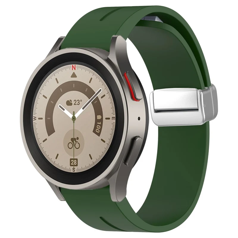 Samsung Galaxy Watch 6 / 6 Classic / 5 / 4 / Huawei Watch GT 3 42mm Silicone Strap Magnetic Silver Buckle 20mm Watchband