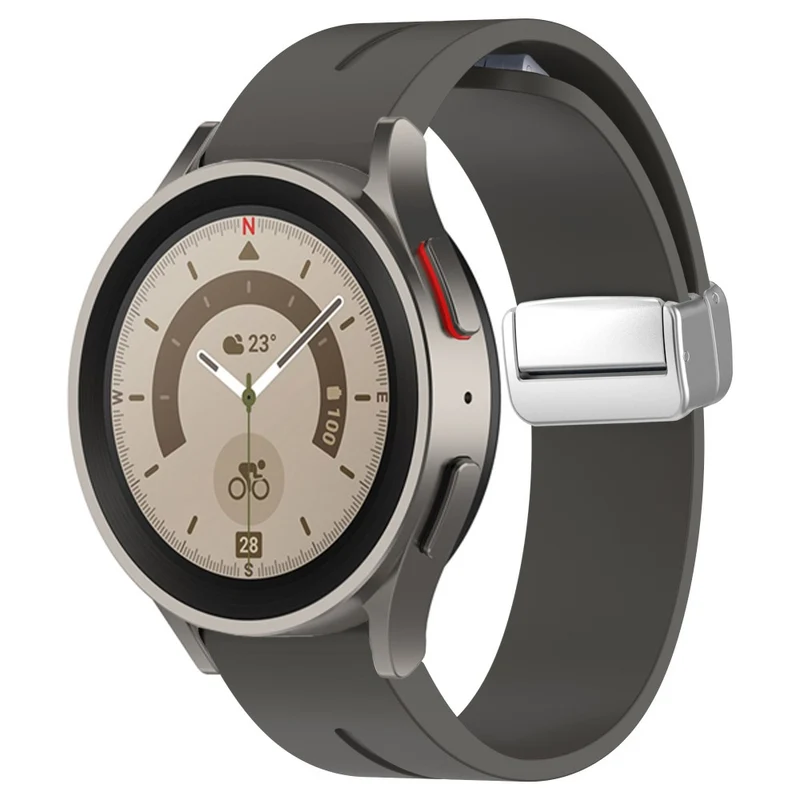 Samsung Galaxy Watch 6 / 6 Classic / 5 / 4 / Huawei Watch GT 3 42mm Silicone Strap Magnetic Silver Buckle 20mm Watchband
