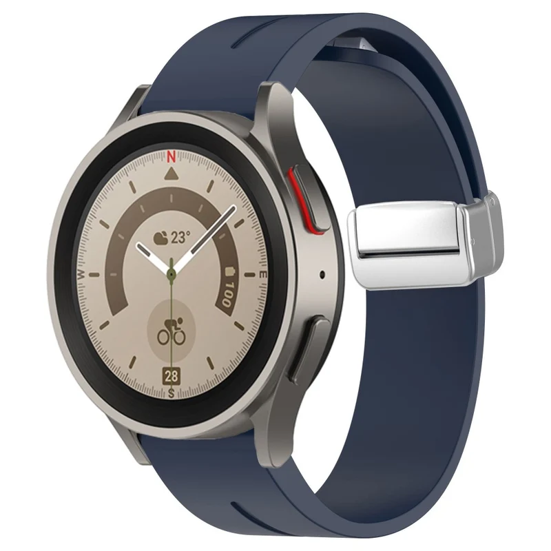 Samsung Galaxy Watch 6 / 6 Classic / 5 / 4 / Huawei Watch GT 3 42mm Silicone Strap Magnetic Silver Buckle 20mm Watchband