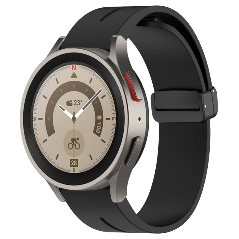 Samsung Galaxy Watch 6 / 6 Classic / 5 / 4 / Huawei Watch GT 3 42mm Watch Strap Black Buckle 20mm Magnetic Silicone Band