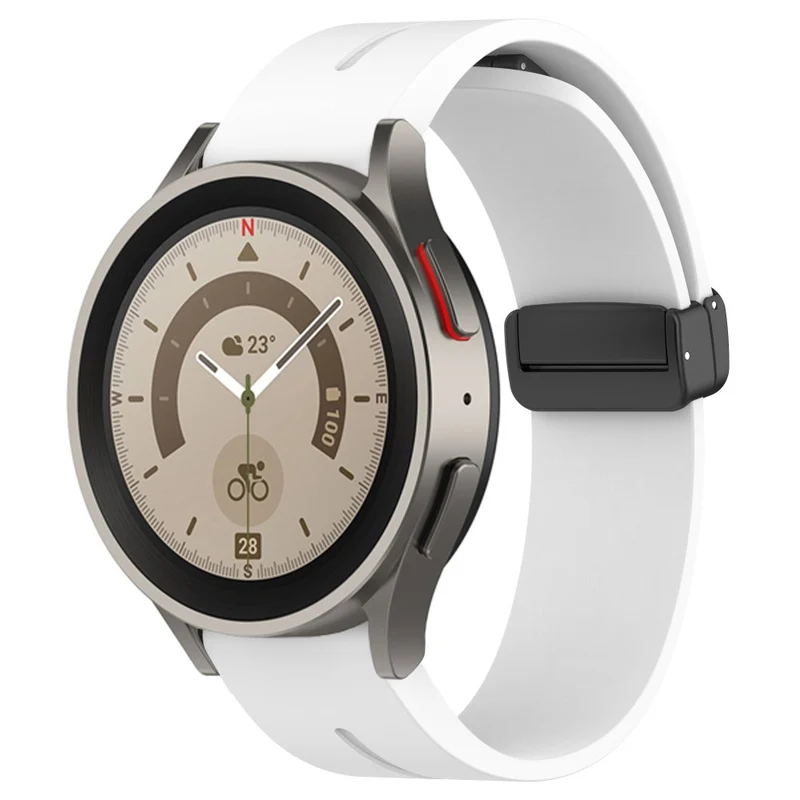 Samsung Galaxy Watch 6 / 6 Classic / 5 / 4 / Huawei Watch GT 3 42mm Watch Strap Black Buckle 20mm Magnetic Silicone Band