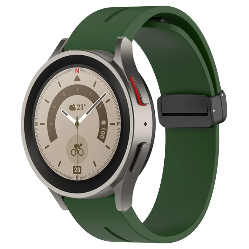 Samsung Galaxy Watch 6 / 6 Classic / 5 / 4 / Huawei Watch GT 3 42mm Watch Strap Black Buckle 20mm Magnetic Silicone Band