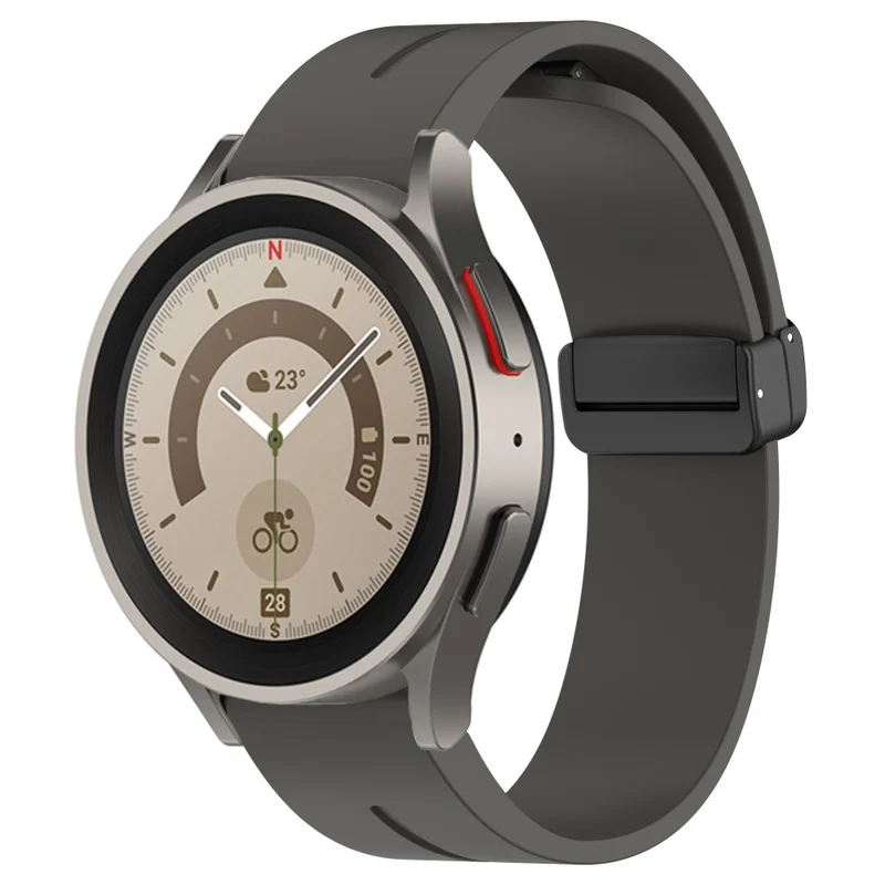Samsung Galaxy Watch 6 / 6 Classic / 5 / 4 / Huawei Watch GT 3 42mm Watch Strap Black Buckle 20mm Magnetic Silicone Band