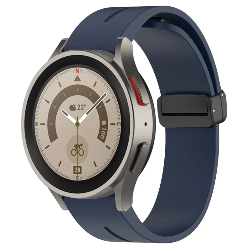 Samsung Galaxy Watch 6 / 6 Classic / 5 / 4 / Huawei Watch GT 3 42mm Watch Strap Black Buckle 20mm Magnetic Silicone Band