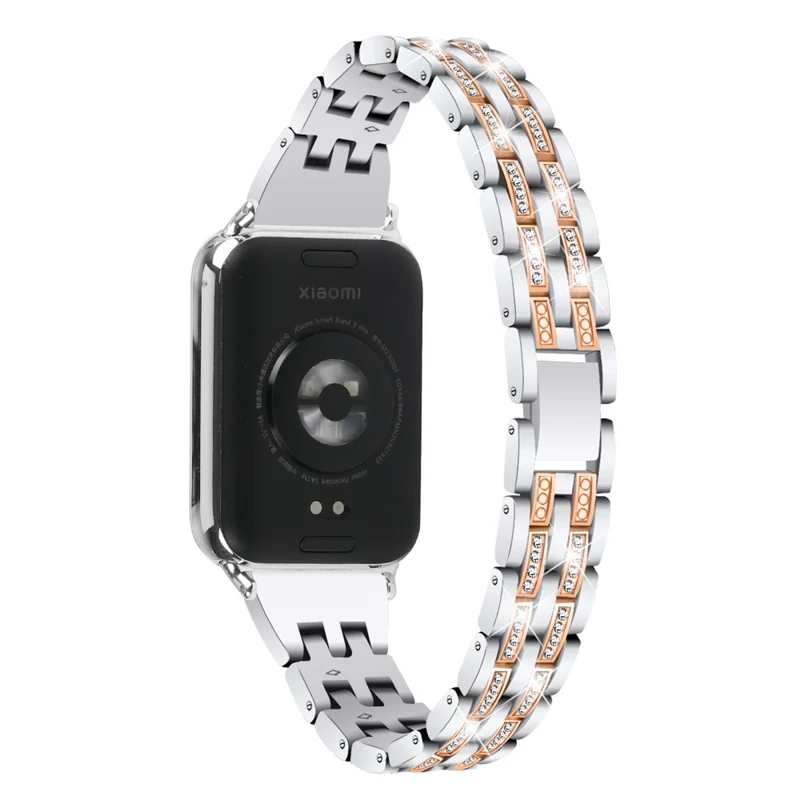 Xiaomi Smart Band 8 Pro Metal Watch Strap 2-Row Rhinestone 5-Bead Watchband