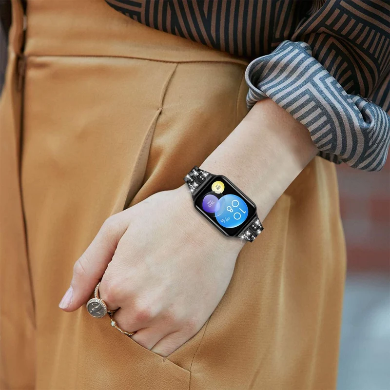 Xiaomi Smart Band 8 Pro Metal Watch Strap 2-Row Rhinestone 5-Bead Watchband
