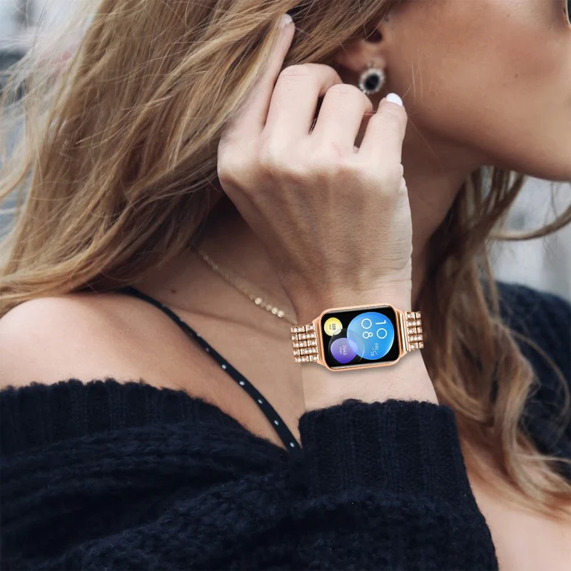 Xiaomi Smart Band 8 Pro Watch Band Rhinestone Decor 5-Bead Metal Watch Strap