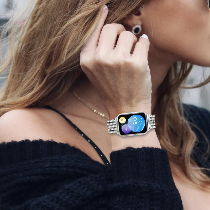 Xiaomi Smart Band 8 Pro Watch Band Rhinestone Decor 5-Bead Metal Watch Strap