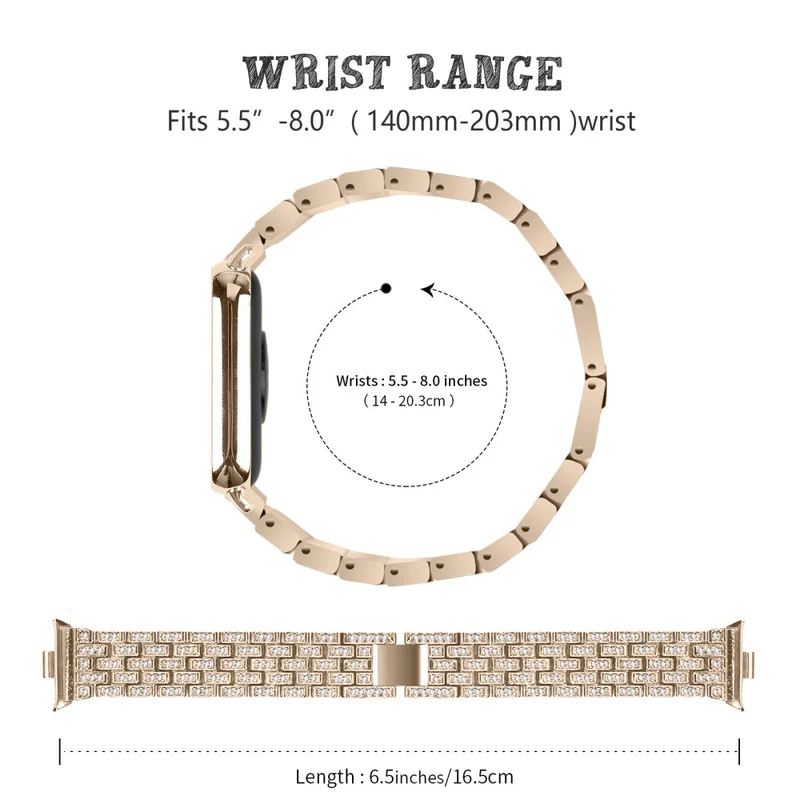 Xiaomi Smart Band 8 Pro Watch Band Rhinestone Decor 5-Bead Metal Watch Strap