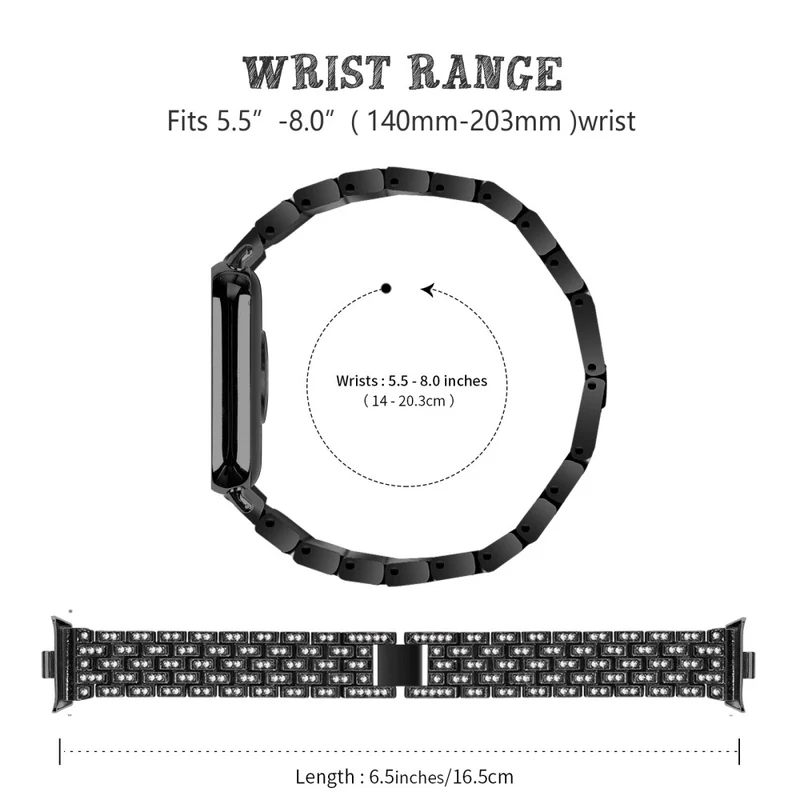 Xiaomi Smart Band 8 Pro Watch Band Rhinestone Decor 5-Bead Metal Watch Strap
