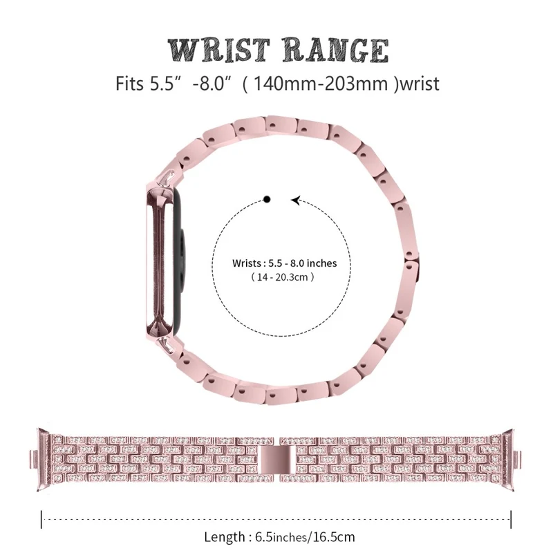 Xiaomi Smart Band 8 Pro Watch Band Rhinestone Decor 5-Bead Metal Watch Strap