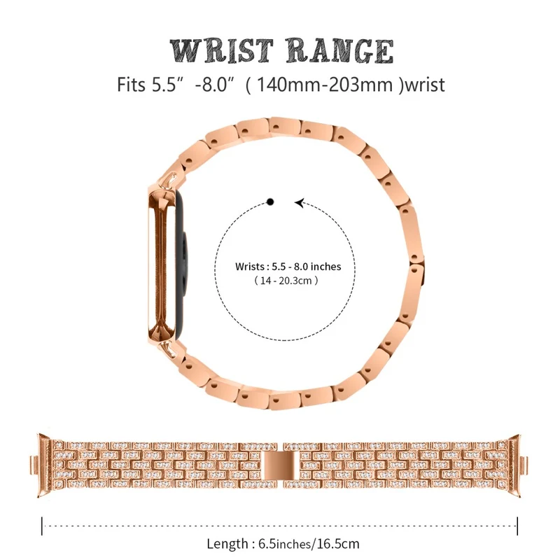 Xiaomi Smart Band 8 Pro Watch Band Rhinestone Decor 5-Bead Metal Watch Strap